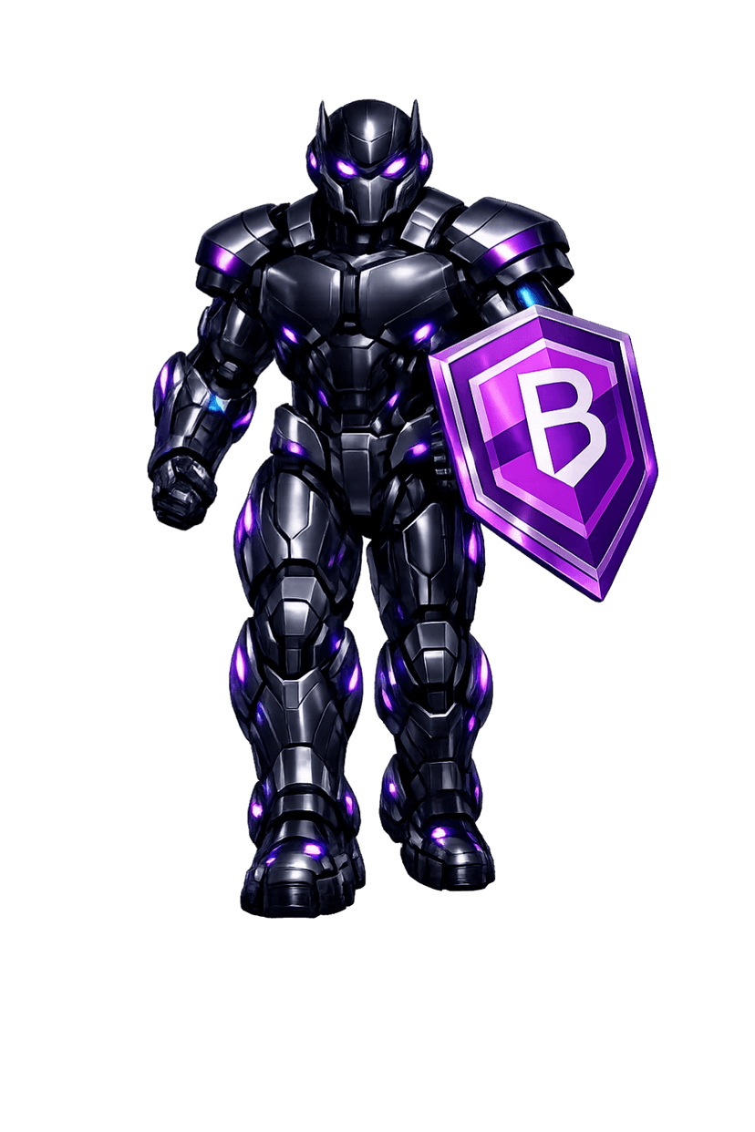 Bit Iron guardian standing ready — secure by design
